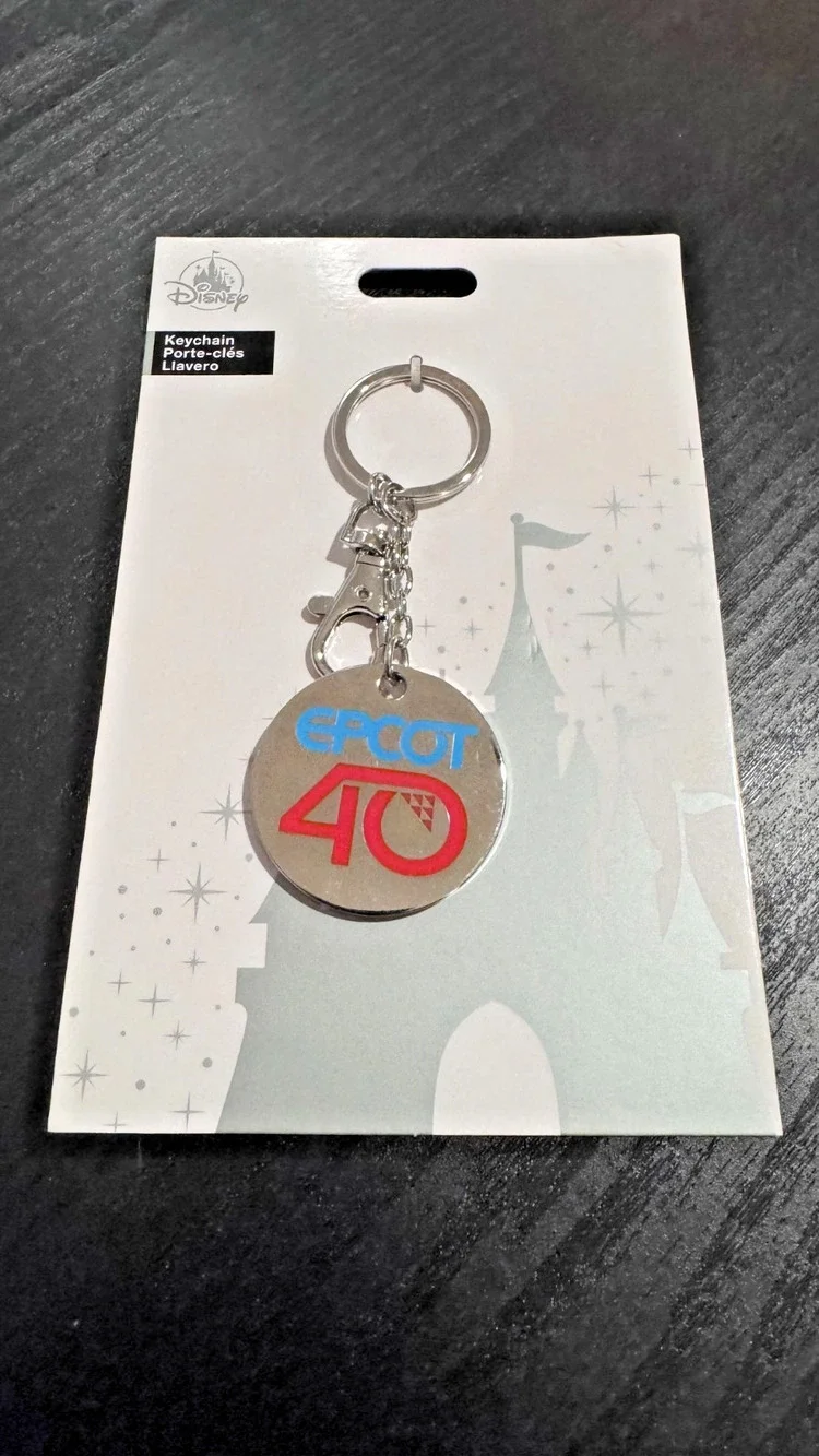Walt Disney World Epcot 40th Anniversary Metal Keychain Rare Purse Charm NEW